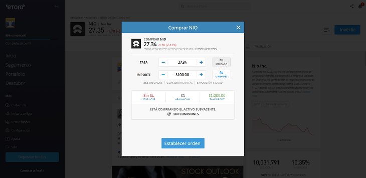 comprar NIO etoro