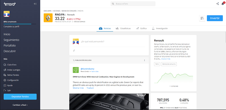 perfil Renault eToro