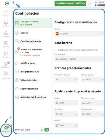 configuracion plataforma currency.com