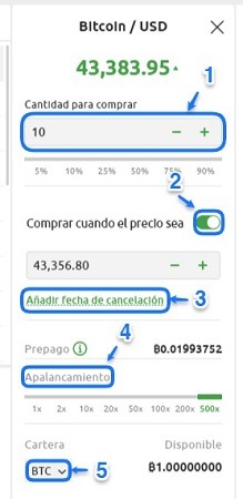 configurar ventana de orden