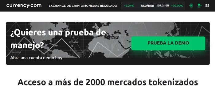 cuenta de demostración currency.com