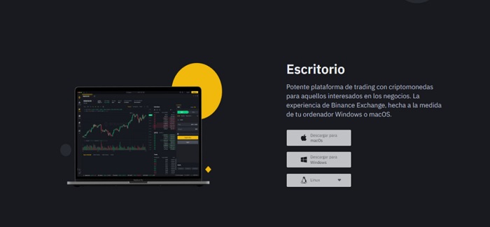 Exchange de criptomonedas Binance escritorio