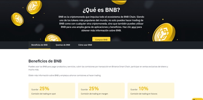 beneficios de BNB Binance