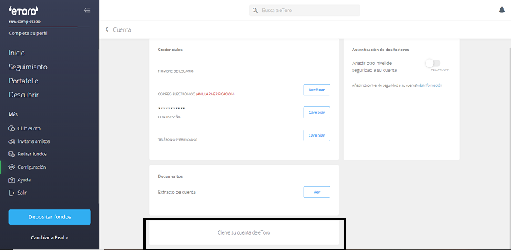 cerrar cuenta etoro