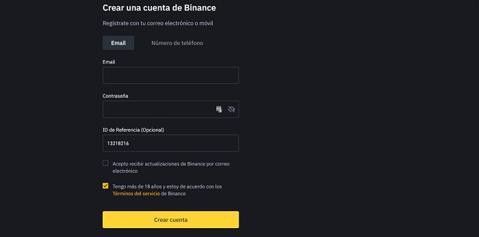 como registrarse una cuenta Binance