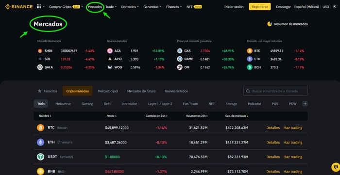 exchange criptomonedas mercados