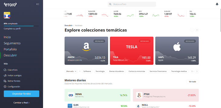 seccion acciones etoro