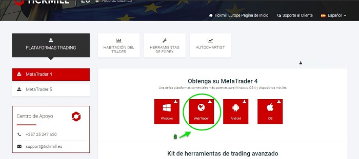 MetaTrader 4 WebTrader Tickmill