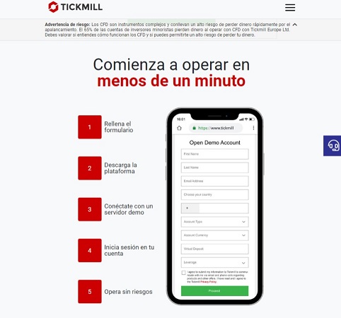 Tickmill demo como abrirla