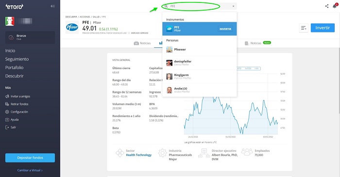 comprar acciones Pfizer en eToro