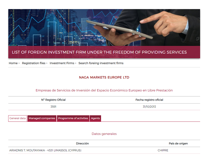 Broker CNMV NAGA