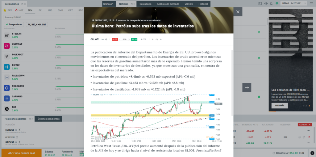 analisis fundamental con noticias XTB