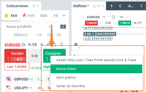 configurar orden trading XTB