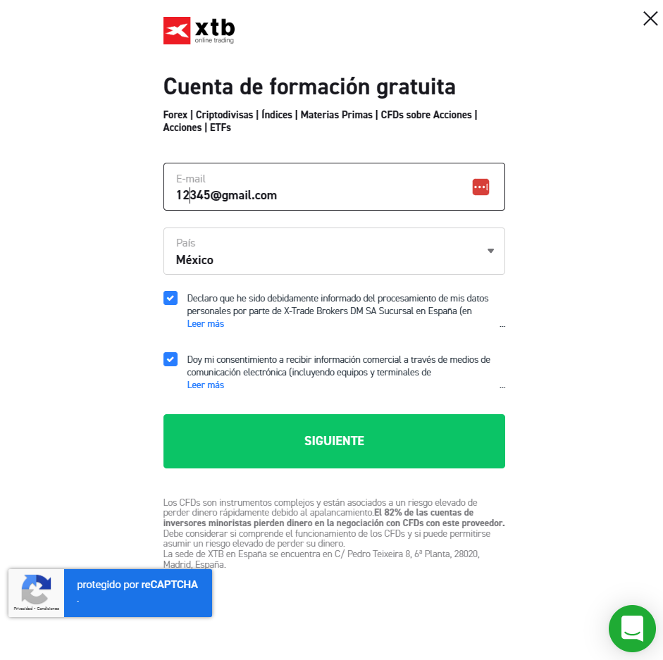 xtb como registrarse