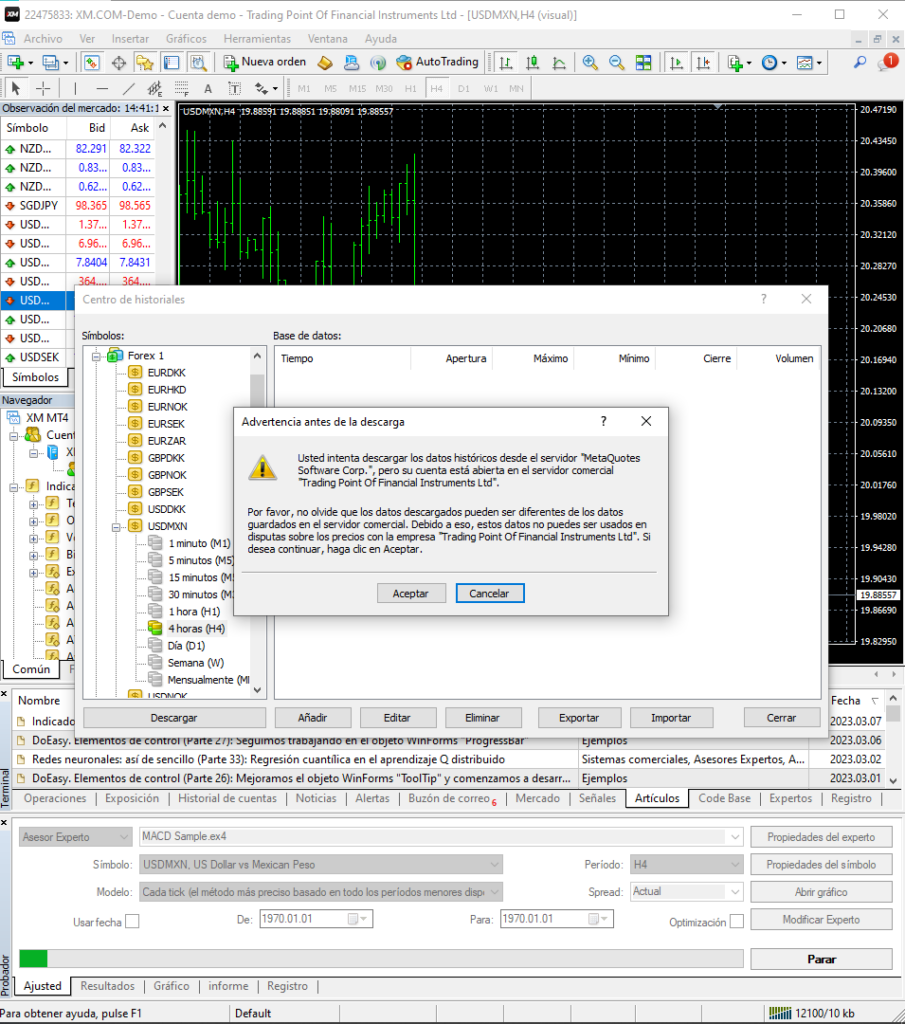 historiales backtest asesor experto